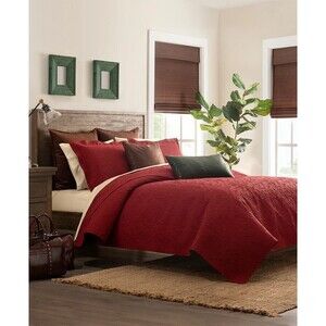Patricia Nash Classic Tooled Red Queen Quilt Set 3Pcs Reversible New With Shams